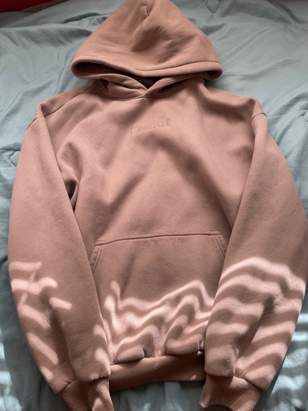 Comfort Embroidered Pullover Hoodie - Light Biege